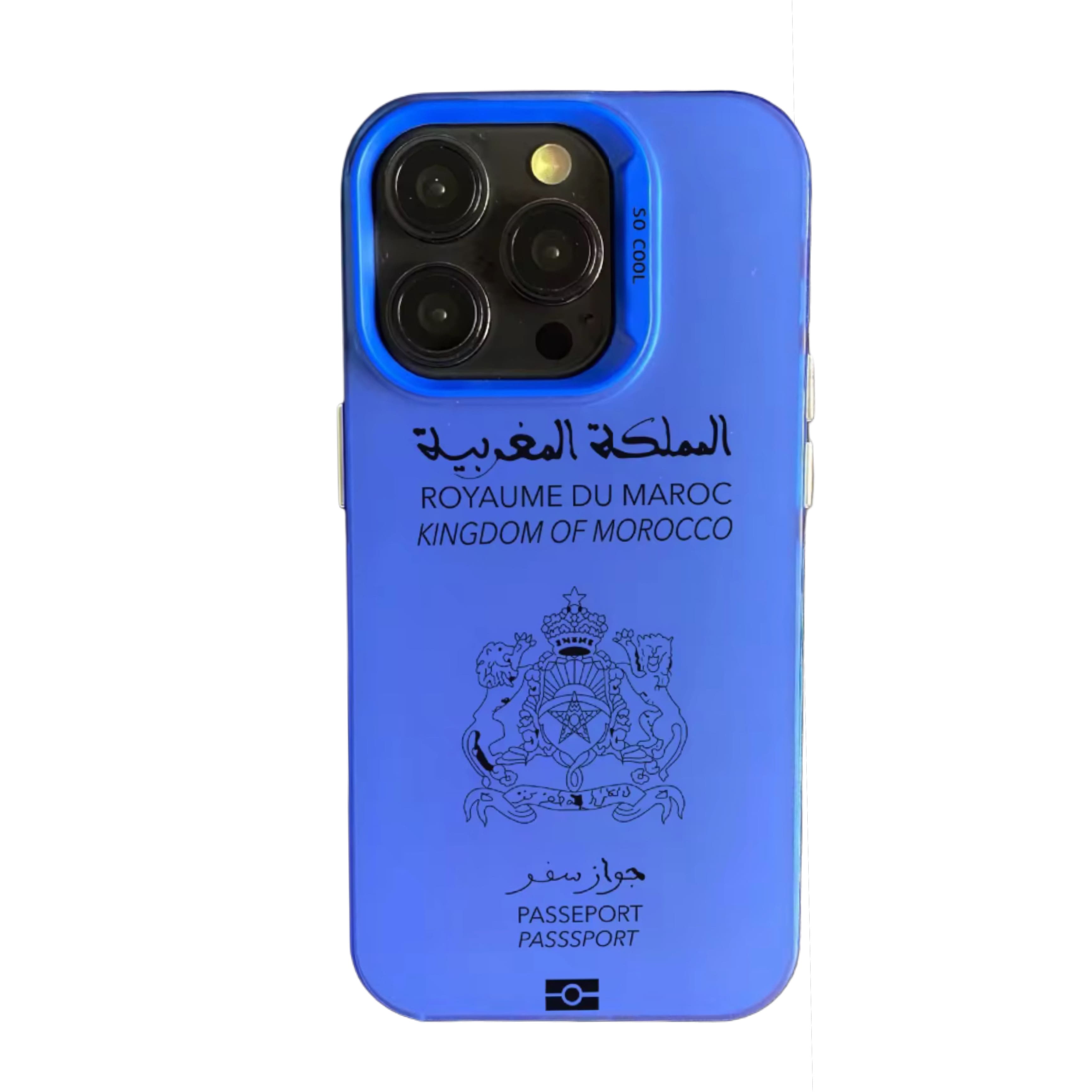 Coque Passeport Maroc - Bleu