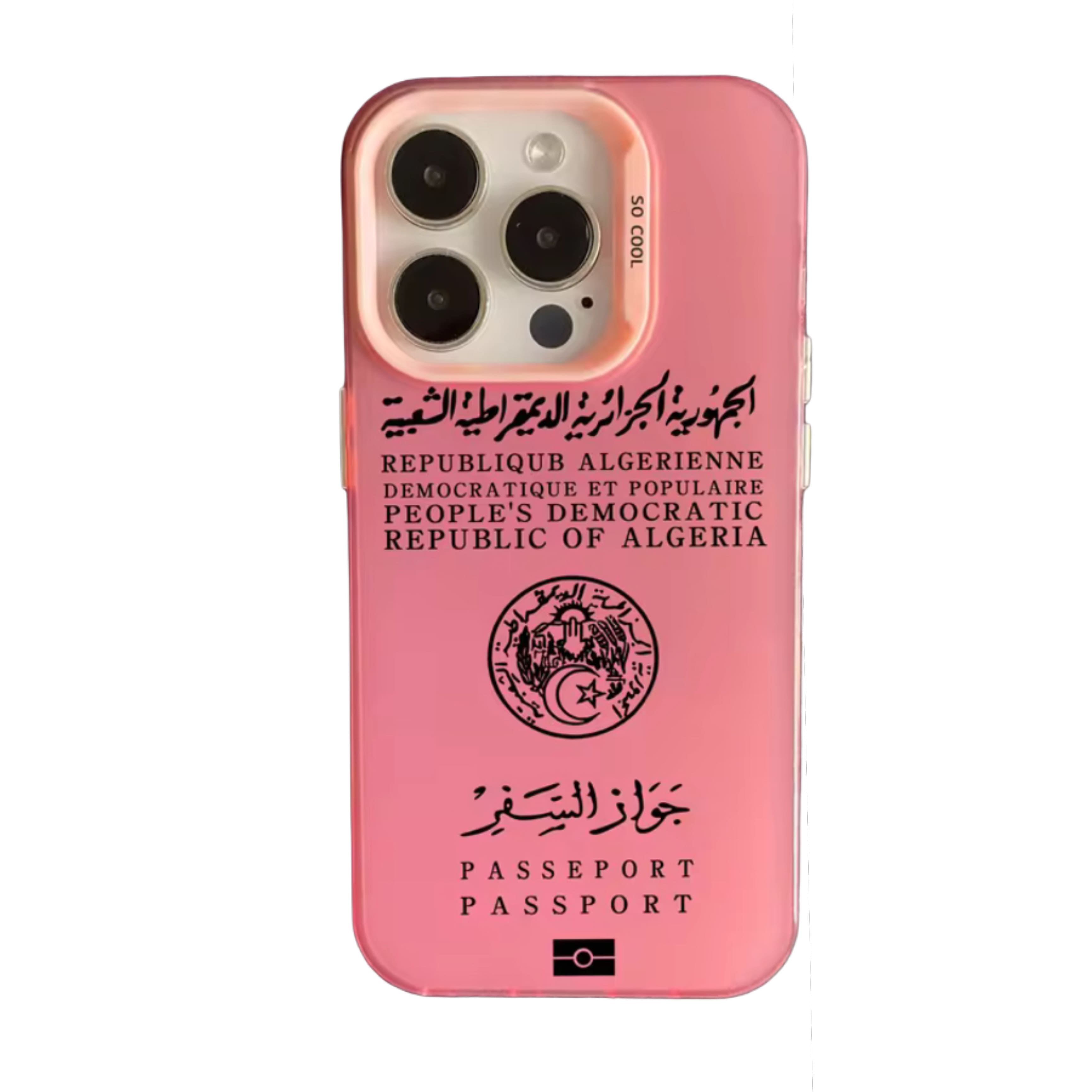 Coque Passeport Algérie - Rose