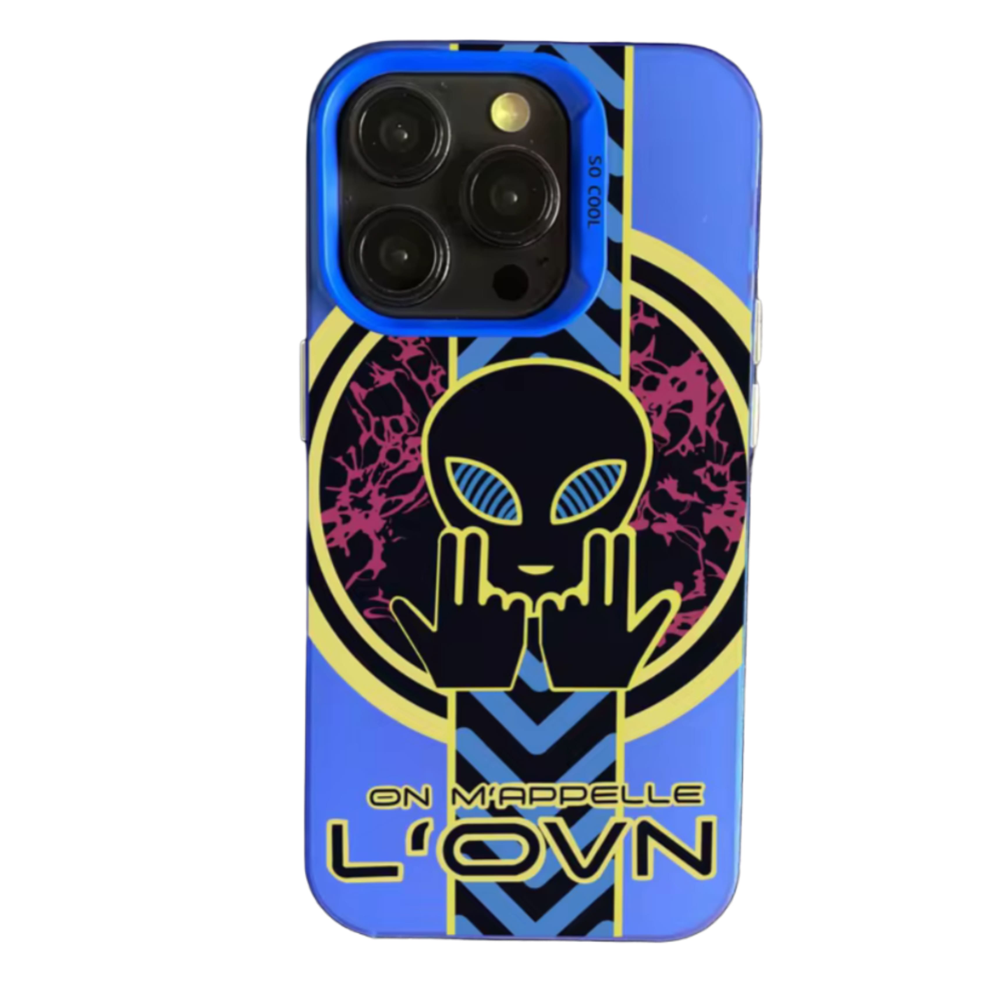 Coque bleue Jul "On m'appelle l'ovni" pour iPhone