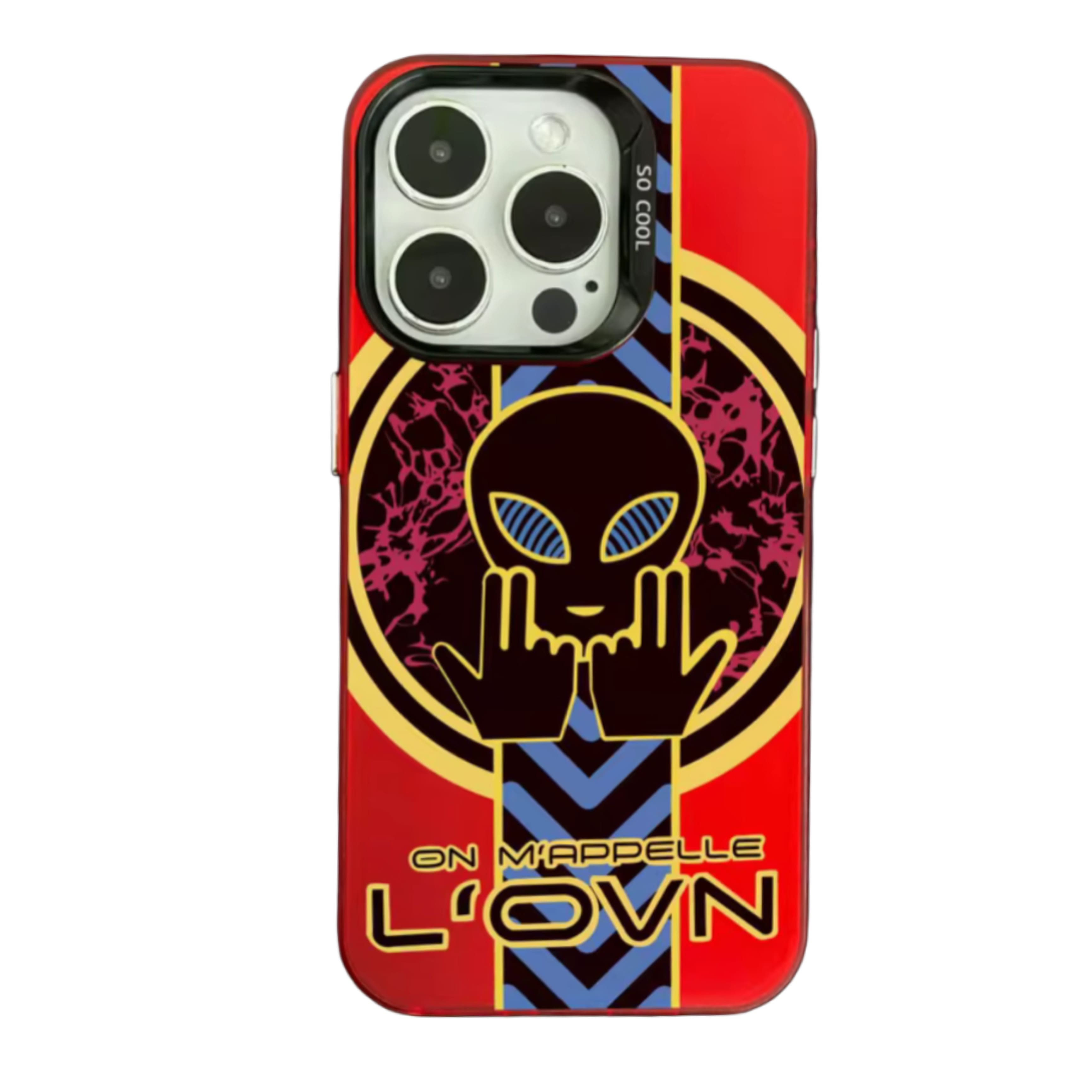 Coque rouge Jul "On m'appelle l'ovni" pour iPhone